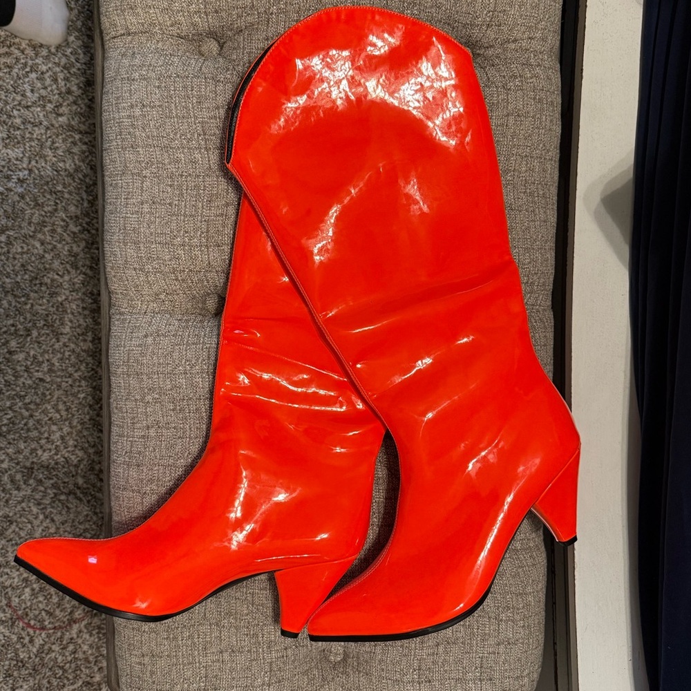 Neon Orange Gogo Boots